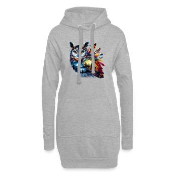Eule - Hoodie-Kleid - Grau meliert - Vorne