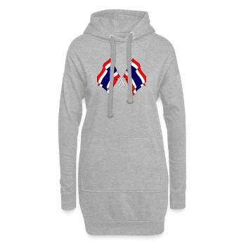 Zwei Flaggen aus Thailand gekreuzt - Hoodie-Kleid - Grau meliert - Vorne