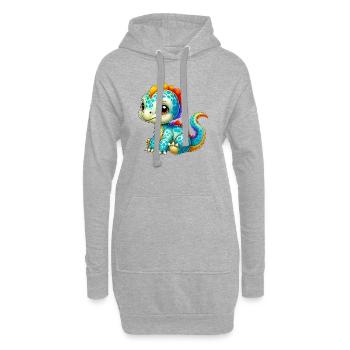 Dinosaurier - Hoodie-Kleid - Grau meliert - Vorne