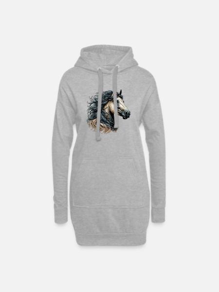 Pferd - Hoodie-Kleid - Grau meliert