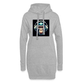 Ein Affe mit Kopfhörer im Polygon-Stil - Hoodie-Kleid - Grau meliert - Vorne