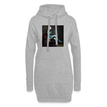 Portrait femme 05 Tatoo - Sweat-shirt à capuche long Femme - gris chiné - Devant