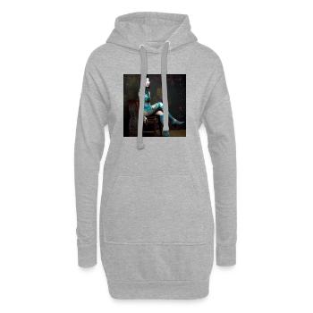 Portrait femme 05 Tatoo Typo - Sweat-shirt à capuche long Femme - gris chiné - Devant