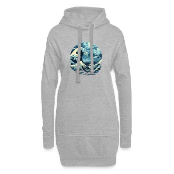 Paysages de style Hokusai - Sweat-shirt à capuche long Femme - gris chiné - Devant