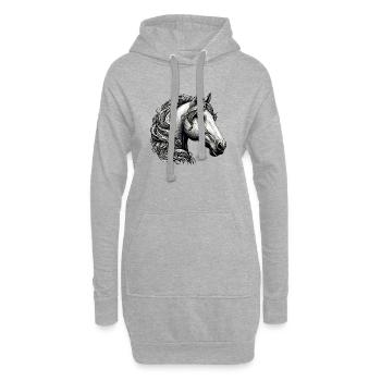 Cheval - Sweat-shirt à capuche long Femme - gris chiné - Devant