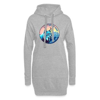 Luchs bei Sonnenuntergang – Ruhe und Kraft - Hoodie-Kleid - Grau meliert - Vorne