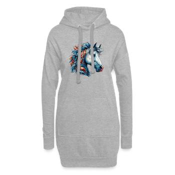 Pferd - Hoodie-Kleid - Grau meliert - Vorne