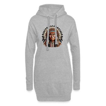 Amérindien Peau rouge d’Amérique - Sweat-shirt à capuche long Femme - gris chiné - Devant