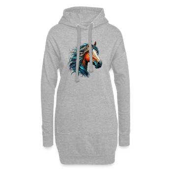 Pferd - Hoodie-Kleid - Grau meliert - Vorne