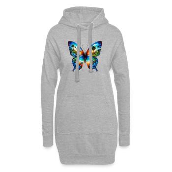 Papillon - Sweat-shirt à capuche long Femme - gris chiné - Devant