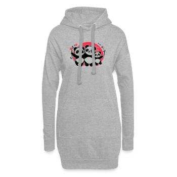 Pandas Family - 1 Elternteil 2 Kinder - Hoodie-Kleid - Grau meliert - Vorne