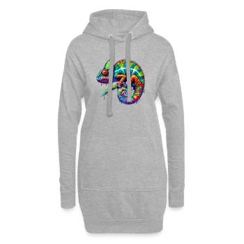 Caméléon - Sweat-shirt à capuche long Femme - gris chiné - Devant