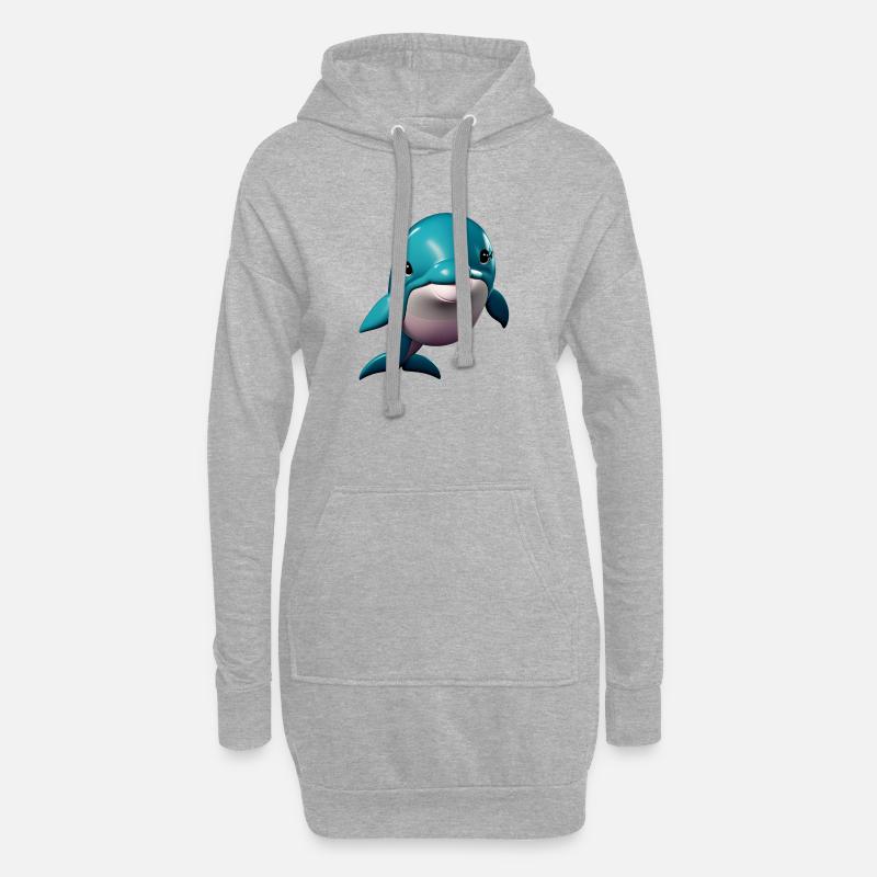 Delphin Mädchen - Hoodie-Kleid - Grau meliert