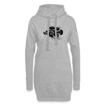 Aquarium Wels, Antennenwels, minimalistisch - Hoodie-Kleid - Grau meliert - Vorne