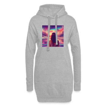 Cosmic Rainbow Dawn Portrait - Hoodie Dress - heather grey - Front