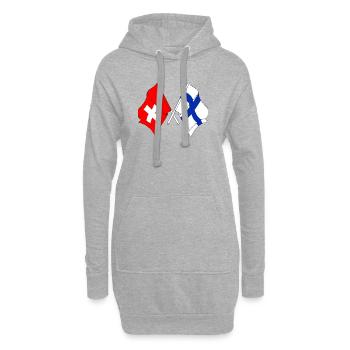 Flagge der Schweiz und Flagge Finnlands - Hoodie-Kleid - Grau meliert - Vorne