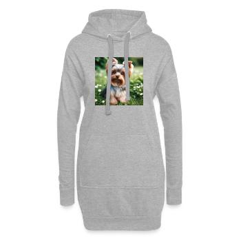 Yorkshire Terrier - Hoodie-Kleid - Grau meliert - Vorne