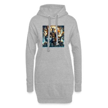 Wikinger mit Wolf - Hoodie-Kleid - Grau meliert - Vorne