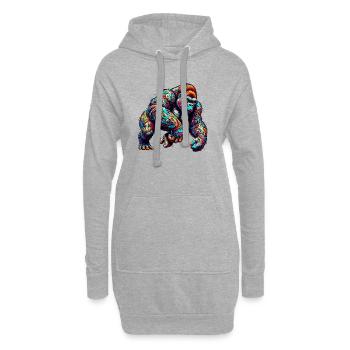 Gorille - Sweat-shirt à capuche long Femme - gris chiné - Devant