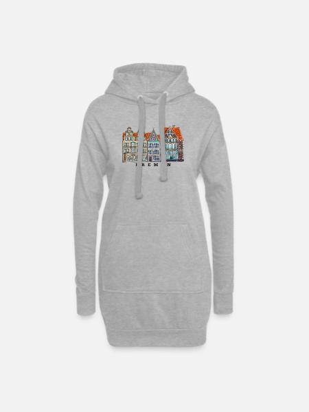 Bremen, Deutschland, Zeichnung Häuser Marktplatz - Hoodie-Kleid - Grau meliert