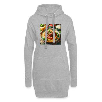 Spaghetti mit Fleisch - Hoodie-Kleid - Grau meliert - Vorne