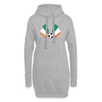 Deux drapeaux irlandais avec un ballon de football Irlande - Sweat-shirt à capuche long Femme - gris chiné - Devant