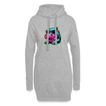 Nilpferd mit Sonnenbrille - Hoodie-Kleid - Grau meliert - Vorne