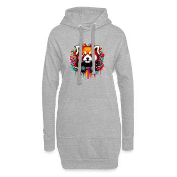 Petit panda - Sweat-shirt à capuche long Femme - gris chiné - Devant