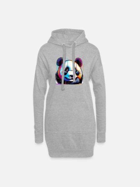 Panda - Hoodie-Kleid - Grau meliert