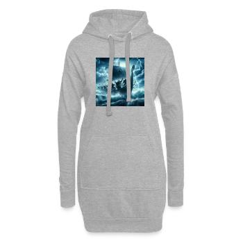Navire viking - Sweat-shirt à capuche long Femme - gris chiné - Devant