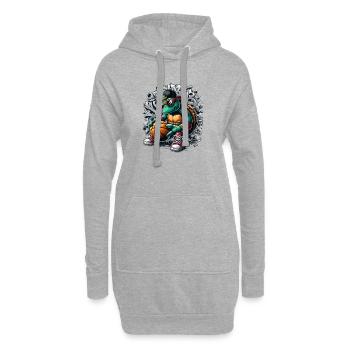 Basketball Schildkröte Sonnenbrille Graffiti - Hoodie-Kleid - Grau meliert - Vorne