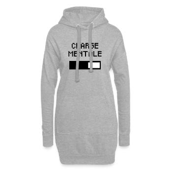 Charge Mentale – Batterie Qui se Vide - Femme - Sweat-shirt à capuche long Femme - gris chiné - Devant