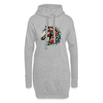 Cheval - Sweat-shirt à capuche long Femme - gris chiné - Devant