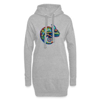 Caméléon - Sweat-shirt à capuche long Femme - gris chiné - Devant