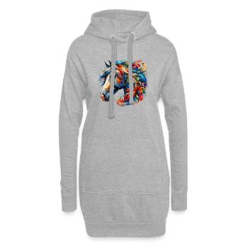 Cheval - Sweat-shirt à capuche long Femme - gris chiné - Devant
