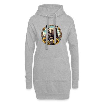 Bär Sonnenblumenkerne Sonnenblumenkörner Geschenk - Hoodie-Kleid - Grau meliert - Vorne