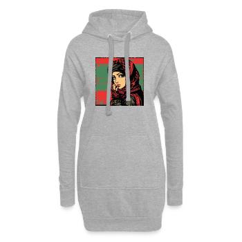 Fille de la révolution - Sweat-shirt à capuche long Femme - gris chiné - Devant