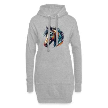 Cheval - Sweat-shirt à capuche long Femme - gris chiné - Devant