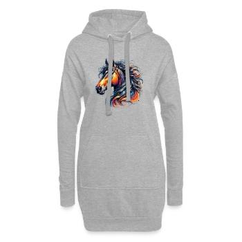 Pferd - Hoodie-Kleid - Grau meliert - Vorne