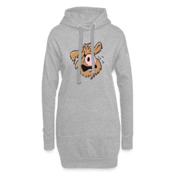Chien cochon hurlant - Sweat-shirt à capuche long Femme - gris chiné - Devant
