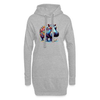 Hippopotame - Sweat-shirt à capuche long Femme - gris chiné - Devant