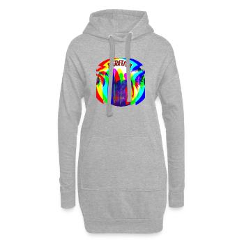 Silhouettes de surfeurs aux couleurs de l’arc-en-ciel - Sweat-shirt à capuche long Femme - gris chiné - Devant