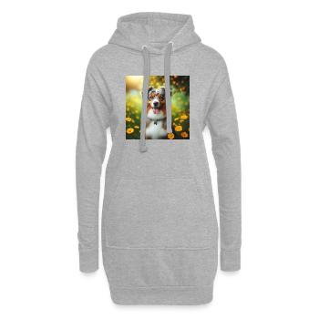 Australischer Schäferhund - Hoodie-Kleid - Grau meliert - Vorne