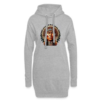 Amérindien Peau rouge d’Amérique - Sweat-shirt à capuche long Femme - gris chiné - Devant