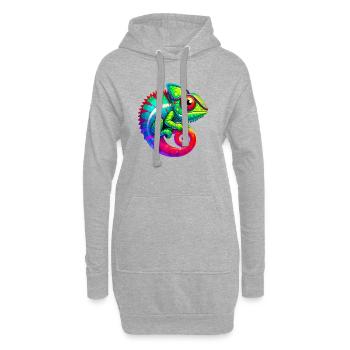 Caméléon - Sweat-shirt à capuche long Femme - gris chiné - Devant