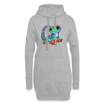Gecko - Sweat-shirt à capuche long Femme - gris chiné - Devant