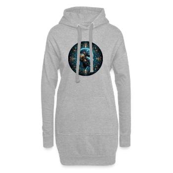 Künstliche Intelligenz Cyber Kopf Tech - Hoodie-Kleid - Grau meliert - Vorne