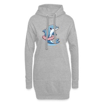 Dauphin de ballet : Vagues gracieuses - Sweat-shirt à capuche long Femme - gris chiné - Devant