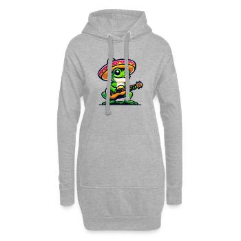 Sombrero-Serenade: Musikalisches Fest eines Frosches - Hoodie-Kleid - Grau meliert - Vorne