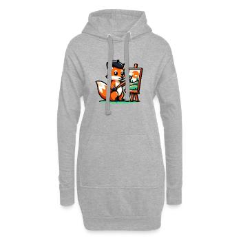 Palette Prowler: Der künstlerische Fuchs - Hoodie-Kleid - Grau meliert - Vorne